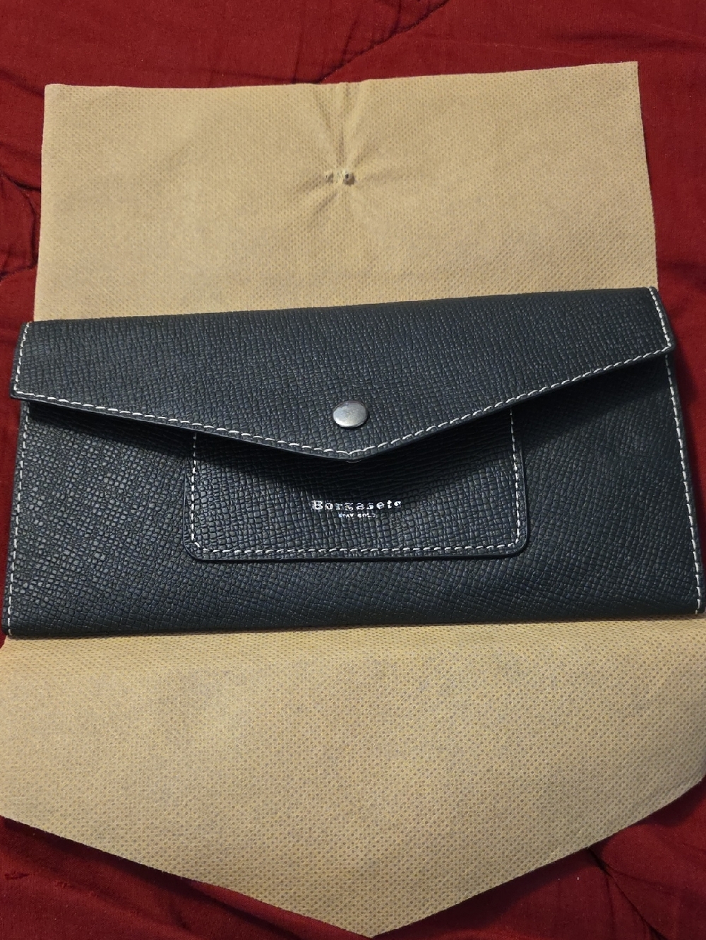 Borgasets Black Textured Envelope Wallet
